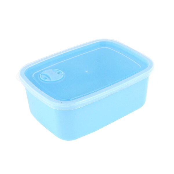 Unique Bargains Single Compartment Blue Clear Food Snack Crisper Case Holder w Spoon