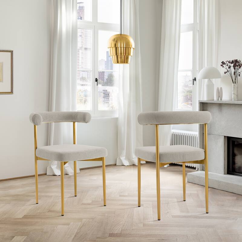 Shannon Upholstered Curved Back Barrel Kitchen Dining Chairs - Set of 2 - Taupe