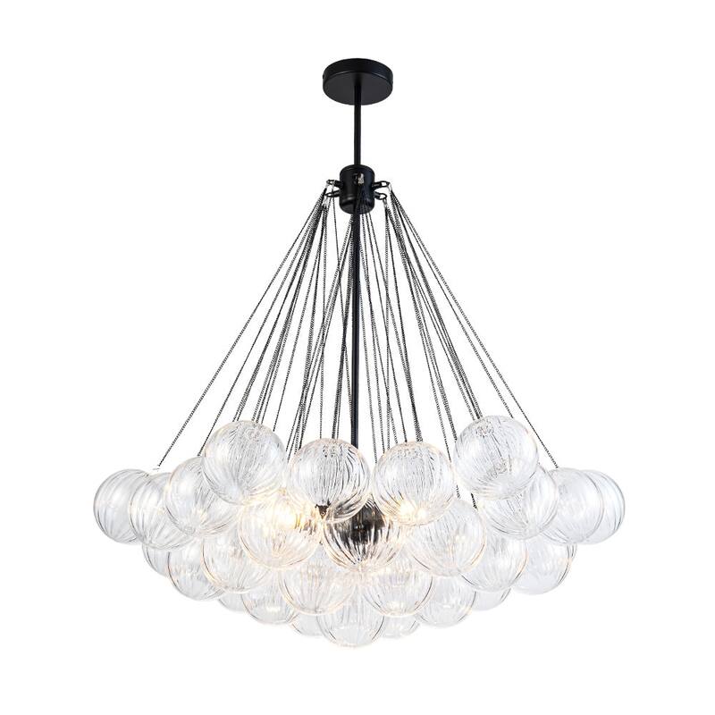 Modern 3-light Clear Ribbed Glass Globe Bubble Chandelier
