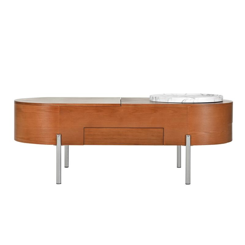 Lift Top Coffee Table with 360-degree Rotating Tray and Hidden Compartment, Modern Center Table w/ Lift Tabletop for Living Room