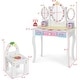 preview thumbnail 4 of 8, Costway Kids Vanity Princess Makeup Dressing Table Chair Set w/ - See Details