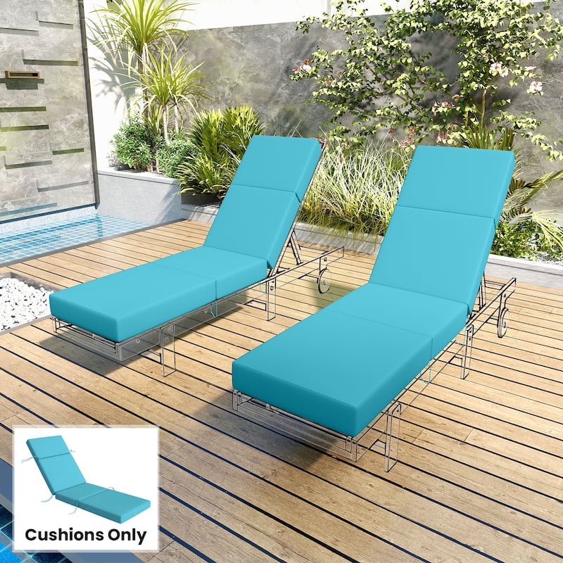 Outsunny Chaise Lounge Cushion, 4" Thick Outdoor Lounge Chair Cushion with Non-Slip Ties