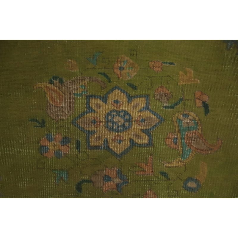 Hand Knotted Oriental 100% Wool Carpet Traditional Medallion Green Tabriz Area Rug - 12' 6'' X 9' 7''