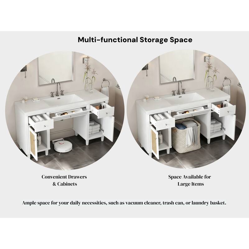 Christopher Knight Home - Aurelia Modern Solid Wood Legs Bathroom Vanity with Spacious Storage and Tip-Out Tray