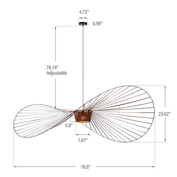 dimension image slide 0 of 2, Vertigo 1-Light Black or Dark Brown Designer Modern Chandelier Large Pendant Light - N/A