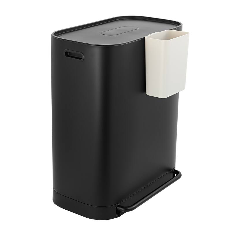 happimess Beni Kitchen Trash/Recycling 16-Gallon Double-Bucket Step-Open Trash Can, Chrome