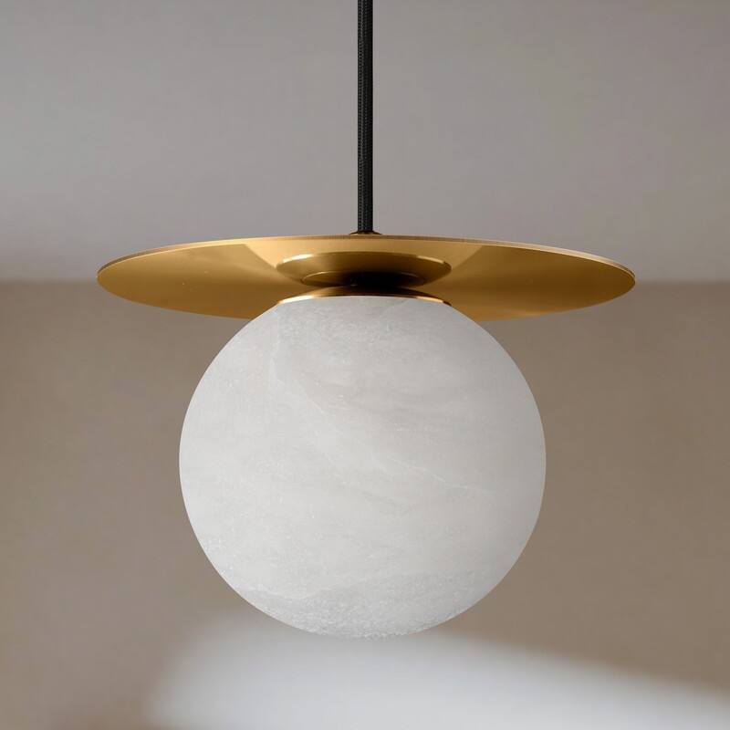 KAYLA Alabaster Pendant Light - Nordic Modern Brass Hanging Lamp