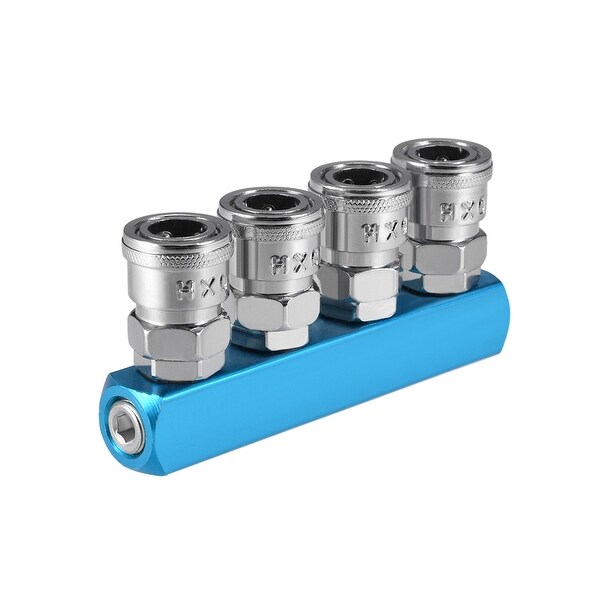 1/4" G Thread 4 Way Air Hose Quick Coupler Pass Air Hose Coupling Tool 4Pcs