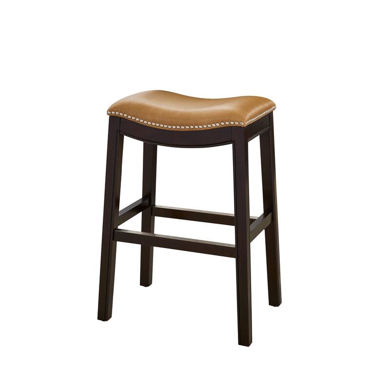 Julian 26" Counter Height Espresso Bar Stool with Tan Faux Leather Seat