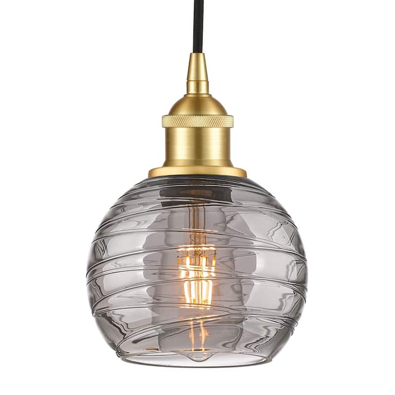 Innovations Lighting 616-1P 8 6 Athens Deco Swirl Pendant Athens Deco - Satin Gold / Light Smoke Deco Swirl