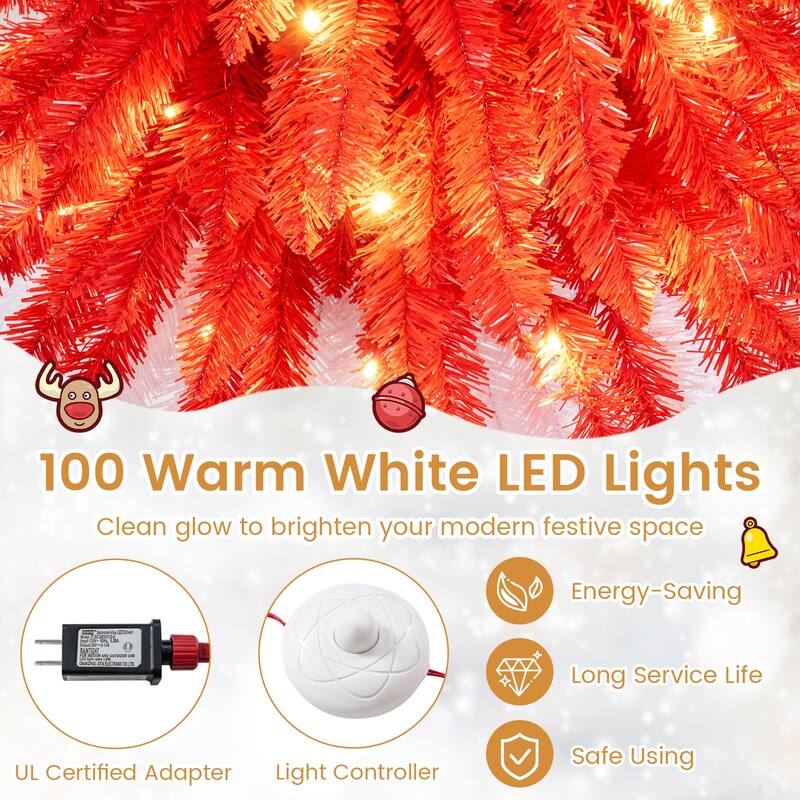 Costway 5 FT Artificial Candy Cane Christmas with 100 Warm White LED - as pic shows - See Details