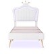 preview thumbnail 1 of 11, Upholstered Bed Frame w/Crown Headboard & LED for Kids,White - Twin White