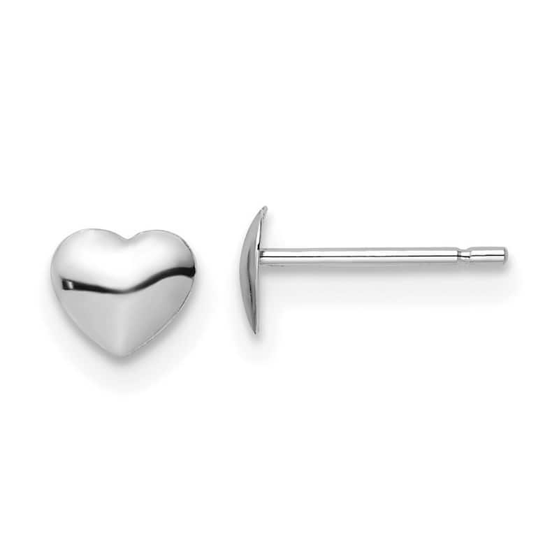Curata 14k White Gold Polished Love Heart Post Stud Earrings - 4.5x5.25mm