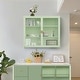 preview thumbnail 1 of 7, 27.56"Glass Doors Modern Two-door Wall Cabinet with Featuring Three-tier Storage for Entryway Living Room Bathroom Green