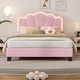 preview thumbnail 31 of 36, Upholstered Paltform Bed with Flower Shaped Headboard and LED Light