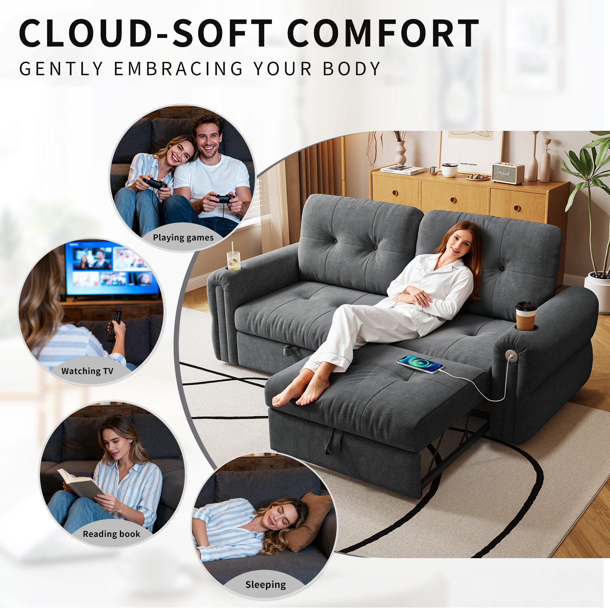 GDFStudio - Chenille Convertible 2-Seater 80.4