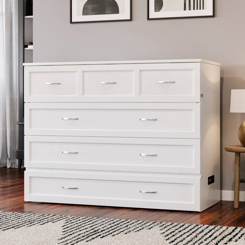 AFI Northfield Murphy Bed Chest with 6" Mattress, Storage Drawer & Built-In Charger