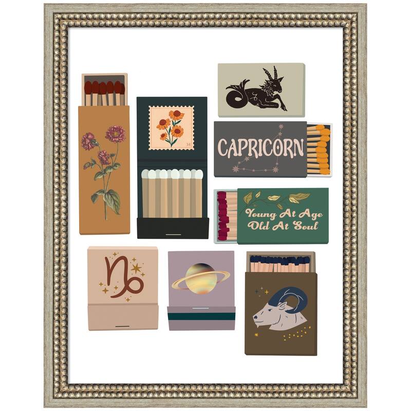 Kate and Laurel Capricorn Matchbooks 14x18 FC by Megan Ryan Framed Wall Art Print - 16x20