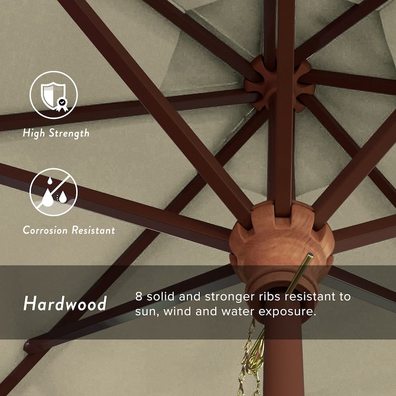 Port Lavaca 7.5ft Round Sunbrella Wooden Patio Umbrella by Havenside Home, Base Not Included
