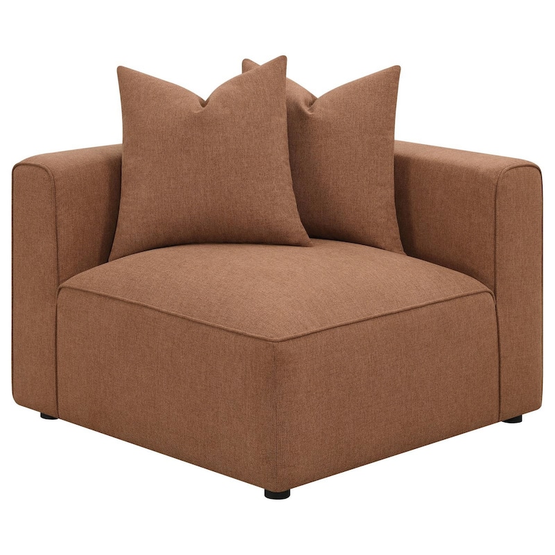Hani 39 Inch Modular Corner Wedge, Trillium Polyester, 2 Pillows, Brown