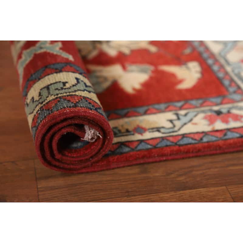 Traditional Kazak Rug Hand-Knotted Oriental Red Wool Carpet - 2'0"x 3'0" - 2'0"x 3'0" - Red