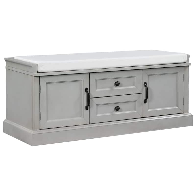 Storage Bench with 2 Drawers and 2 Cabinets