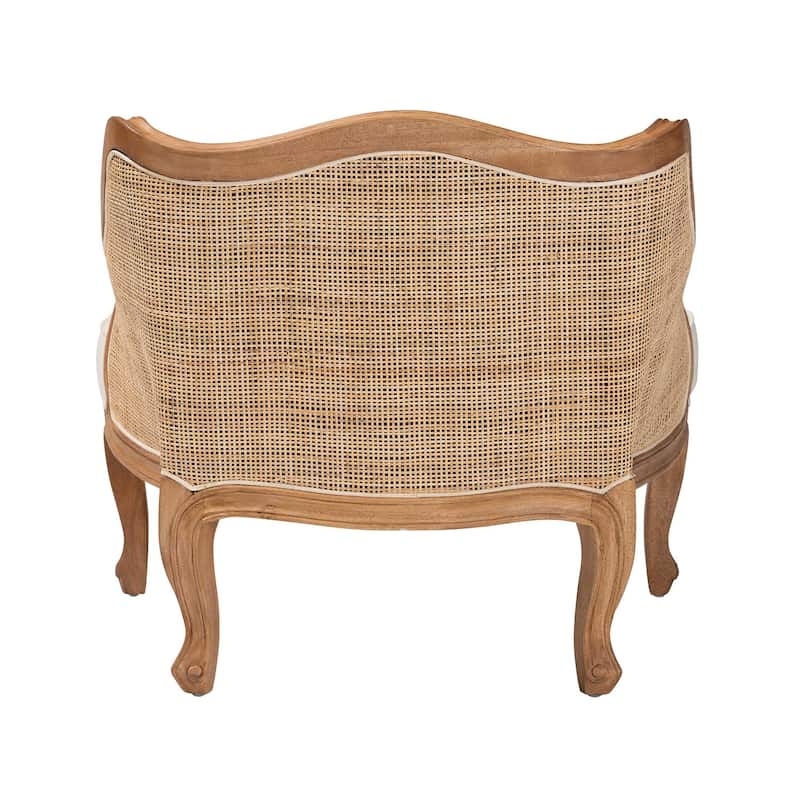 bali & pari Sylvestra Traditional French Beige Fabric and Honey Oak Finished Wood Low Seat Accent Chair