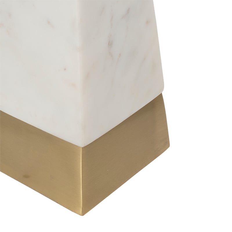 D15x26" White and Gold Thin Pyramid Table Lamp with Drum Shade