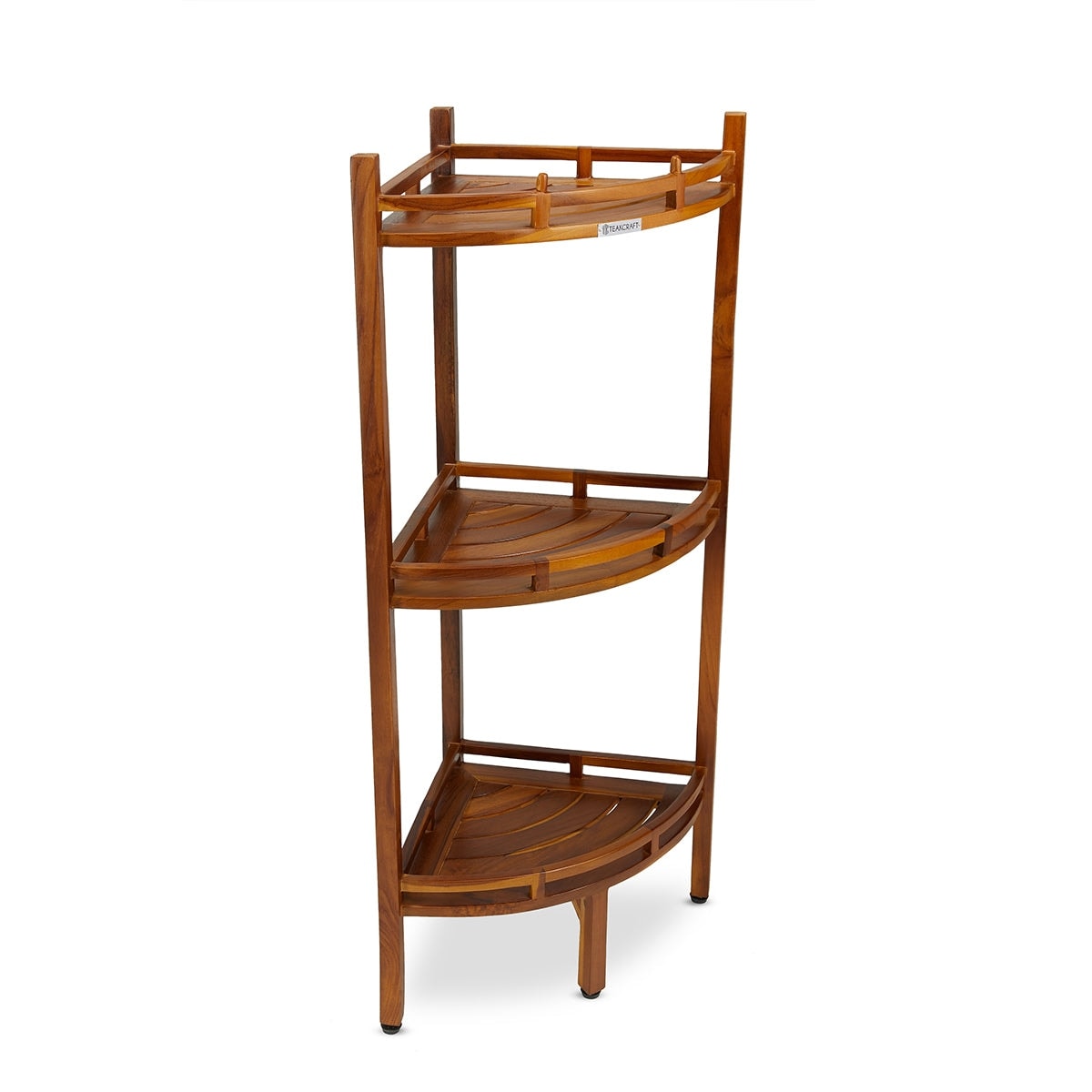TeakCraft Teak Corner Shower Shelf, 3 Tier, 14Wx14Lx39.5H inches, Fully Assembled, The OM