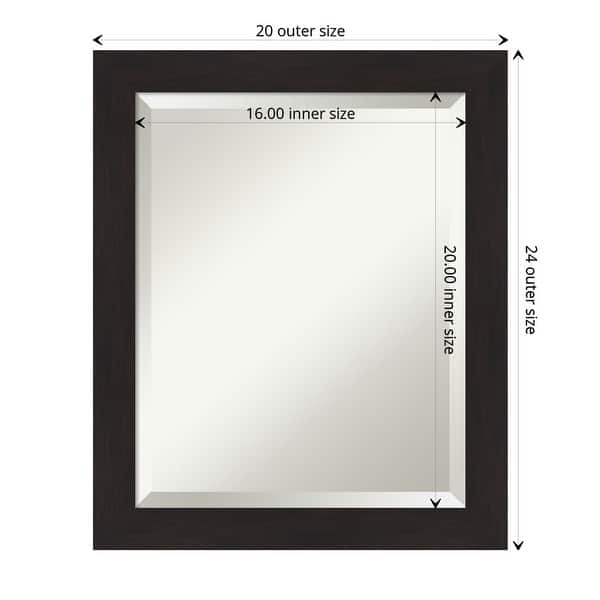 dimension image slide 2 of 6, Beveled Bathroom Wall Mirror - Furniture Espresso Narrow Frame
