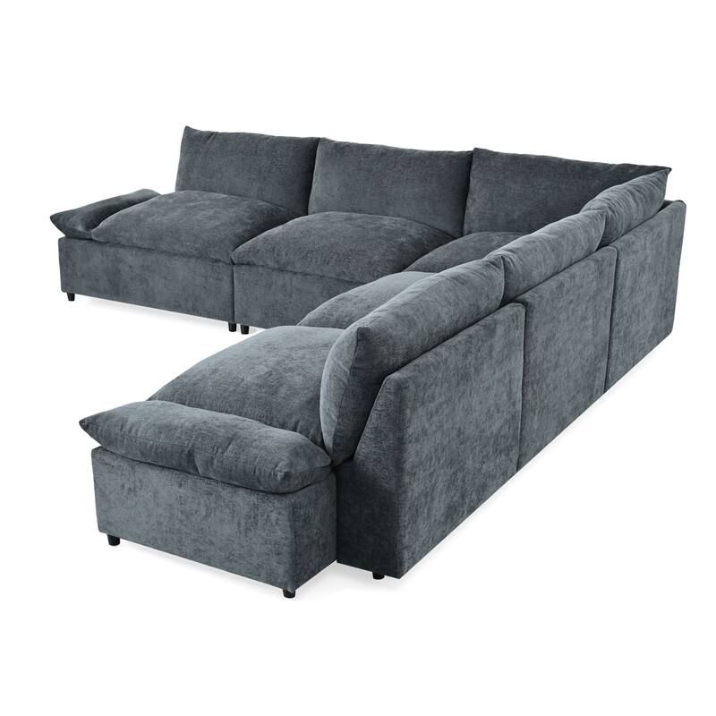 115.5" Polyester Modular Sectional Sofa with Storage & Plush Cushions