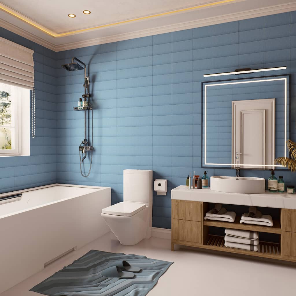 Merola Tile Piscina Brick Matte Light Blue 4-3/4" x 9-5/8" Porcelain Floor and Wall Tile