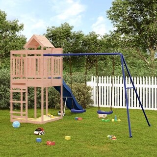 vidaXL Swing Set Outdoor Backyard Wooden Playground Equipment for Kids Age 3-8