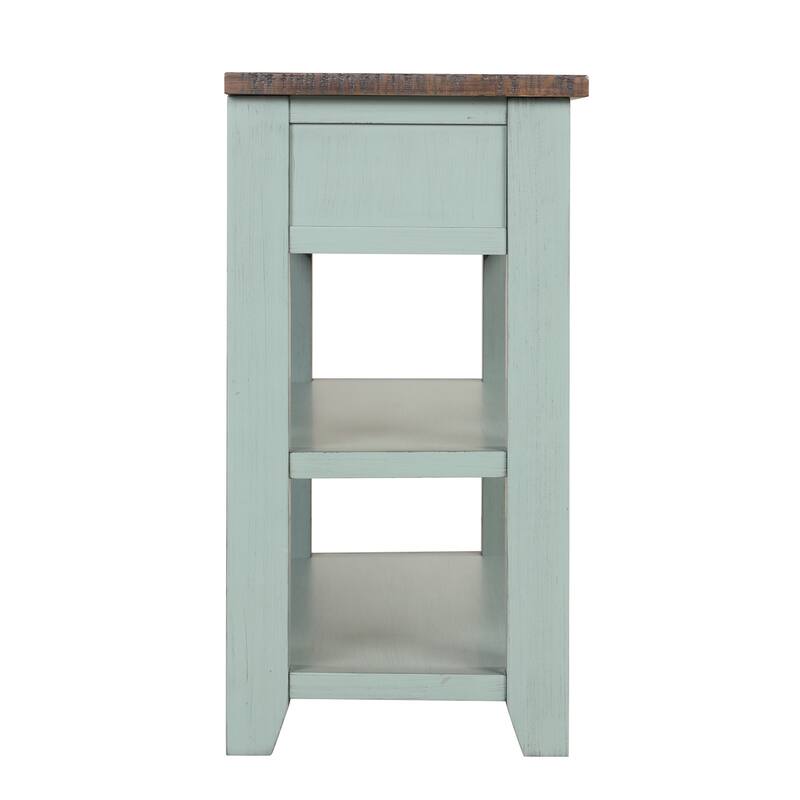 Solid Pine Wood Top Console Table with 3 Drawers and 2 Shelves