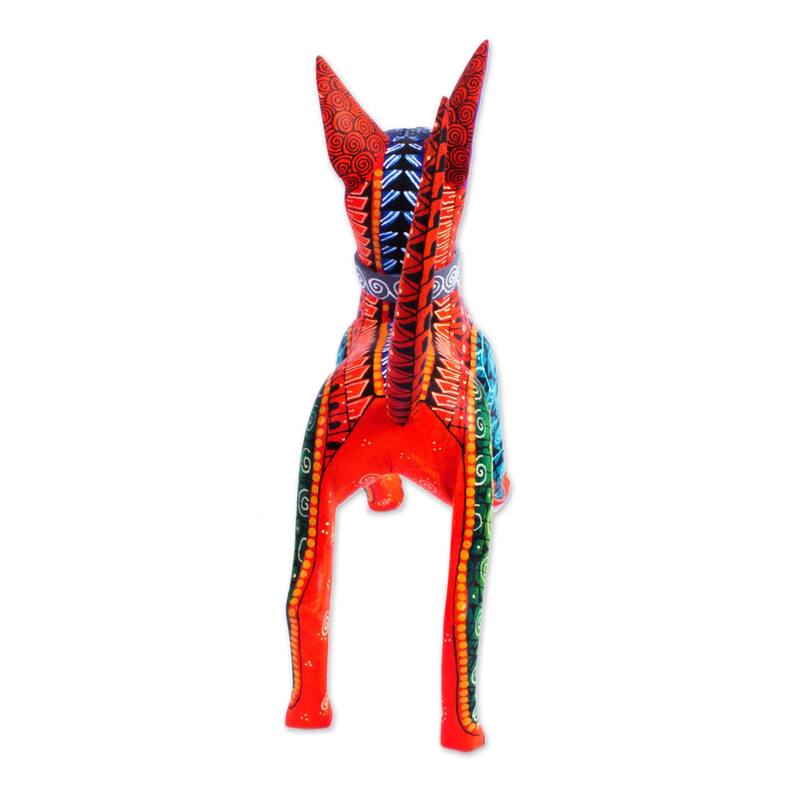 Novica Handmade Mexican Hairless Dog In Red Wood Alebrije Figurine