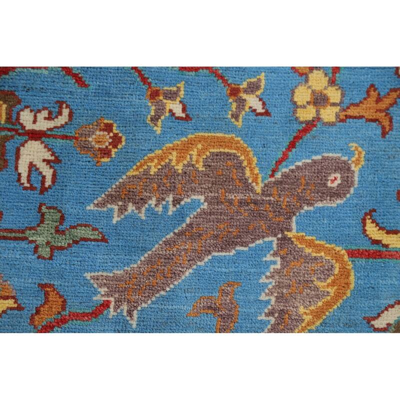 Hand Knotted Oriental 100% Wool Carpet Traditional Animal Pictorial Navy Blue & Blues Ziegler Area Rug - 3' 0'' X 2' 0''