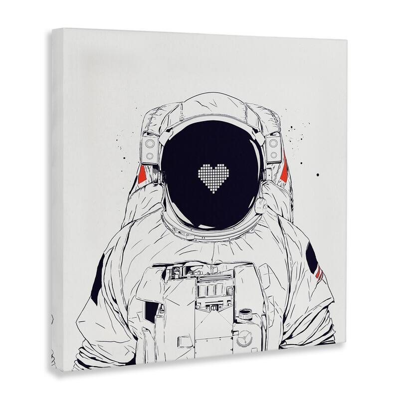 Stupell Minimal Astronaut with Heart Canvas Wall Art Design By Balazs Solti
