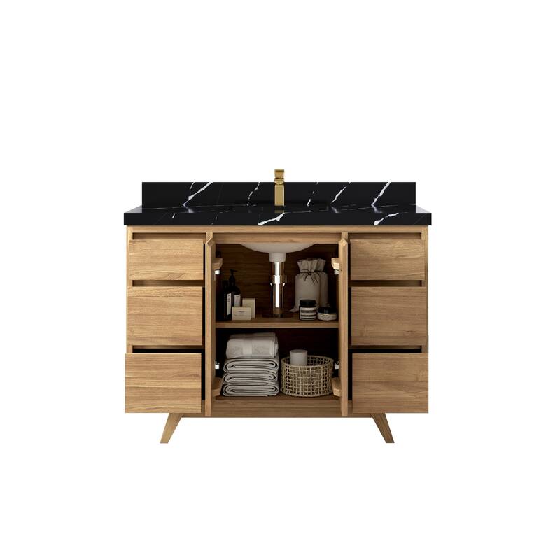 Willow Collections 48 in. W x 22 in. D Madison Teak Single Sink Bathroom Vanity with Countertop