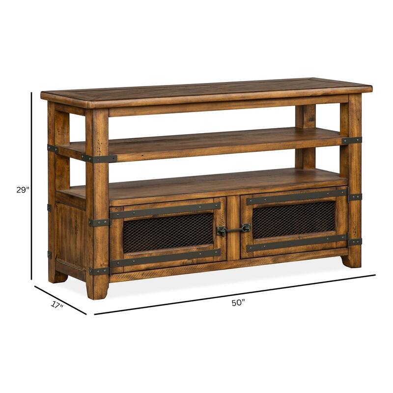 Magnussen Home Chesterfield Farmhouse Timber Rectangular Sofa Table - 50''W x 17''D x 29''H