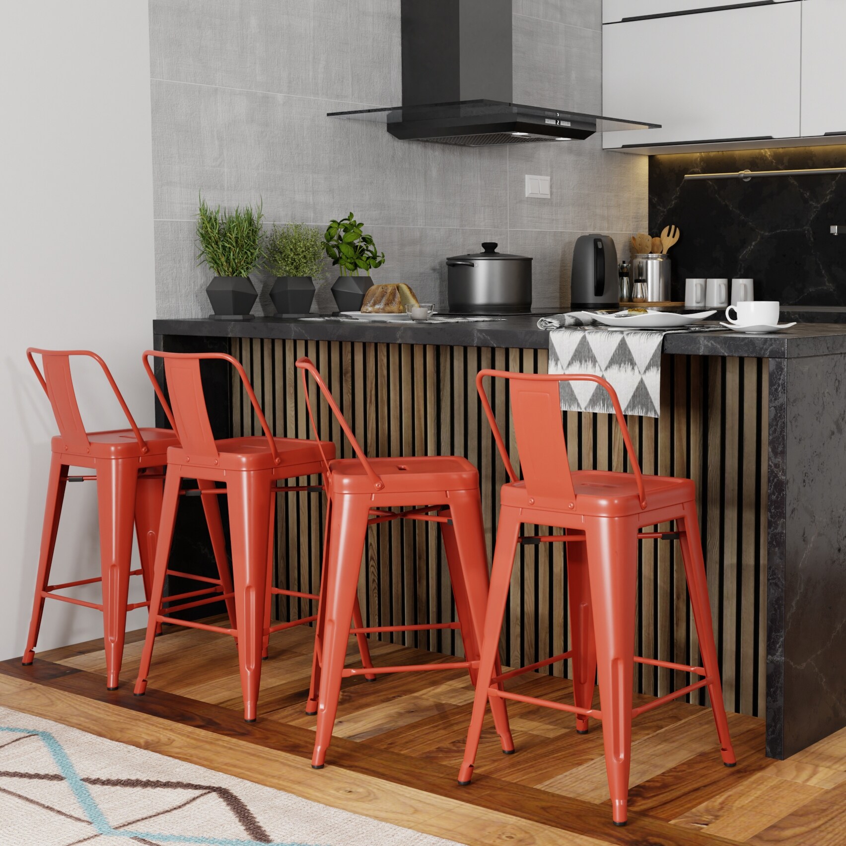 Red metal bar stools 30 inch sale