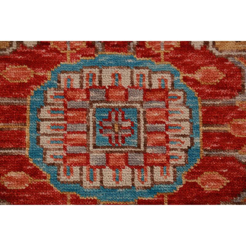 Geometric Medallion Heriz Serapi Oriental Rug Handmade Wool Carpet - 8'9" x 11'10"