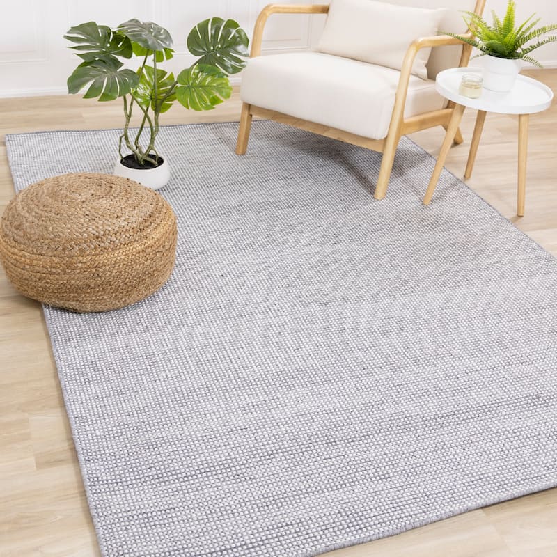 Grey Cream Woven Dot Recycleable Area Rug.