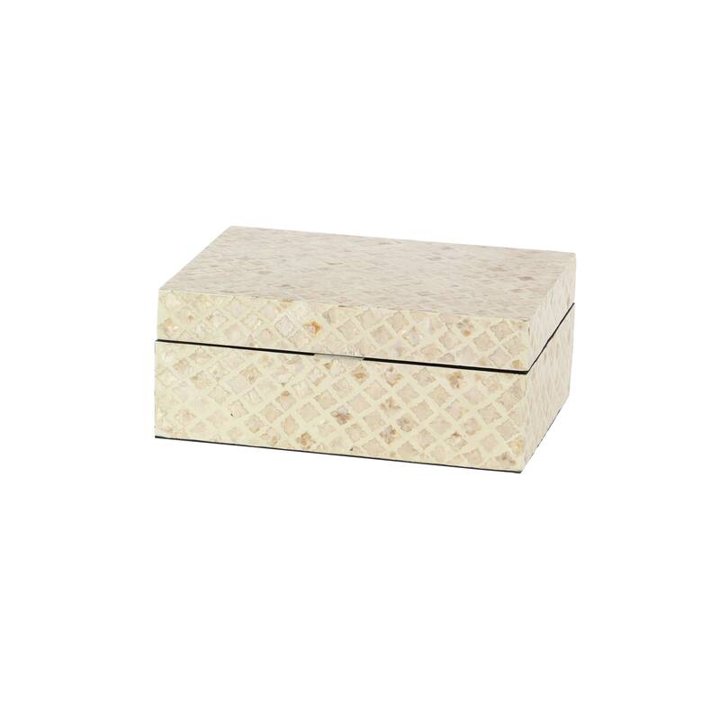 Mother of Pearl Handmade Geometric Box with Hinged Lid (Set of 2)
