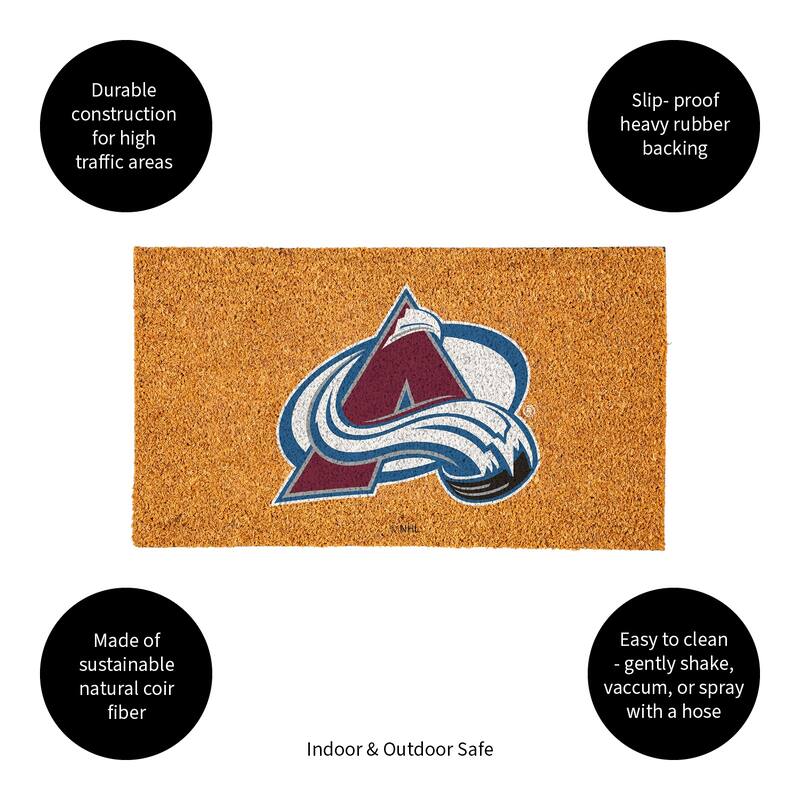 Coir Door Mat, 16"x 28", Colorado Avalanche - 28" x 16"