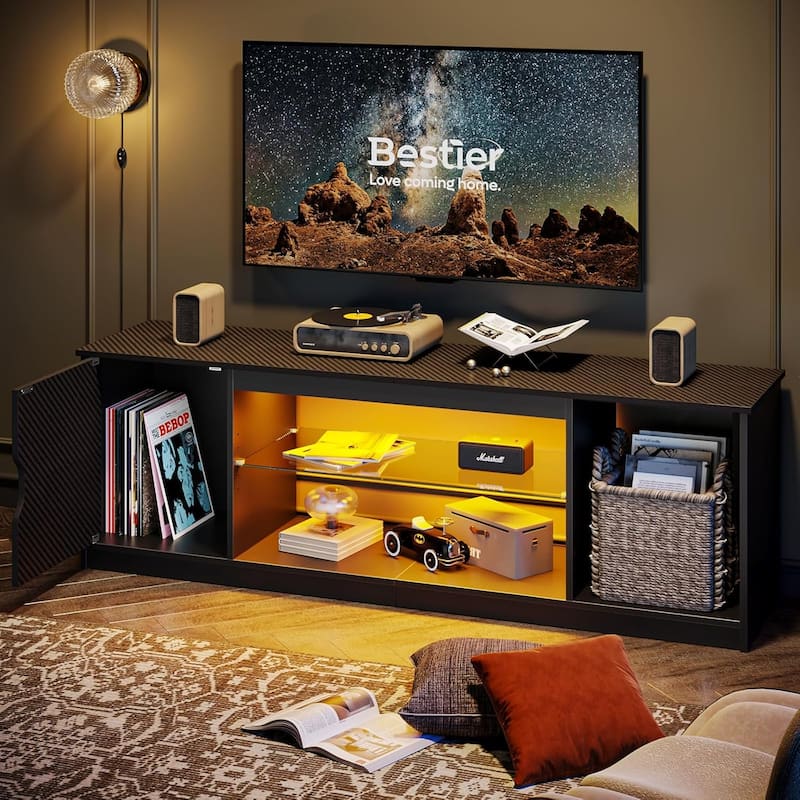 Modern TV Stand for up to 65" TVs Gaming Entertainment Center with Adjustable Shelves for PS5 - 58 inches
