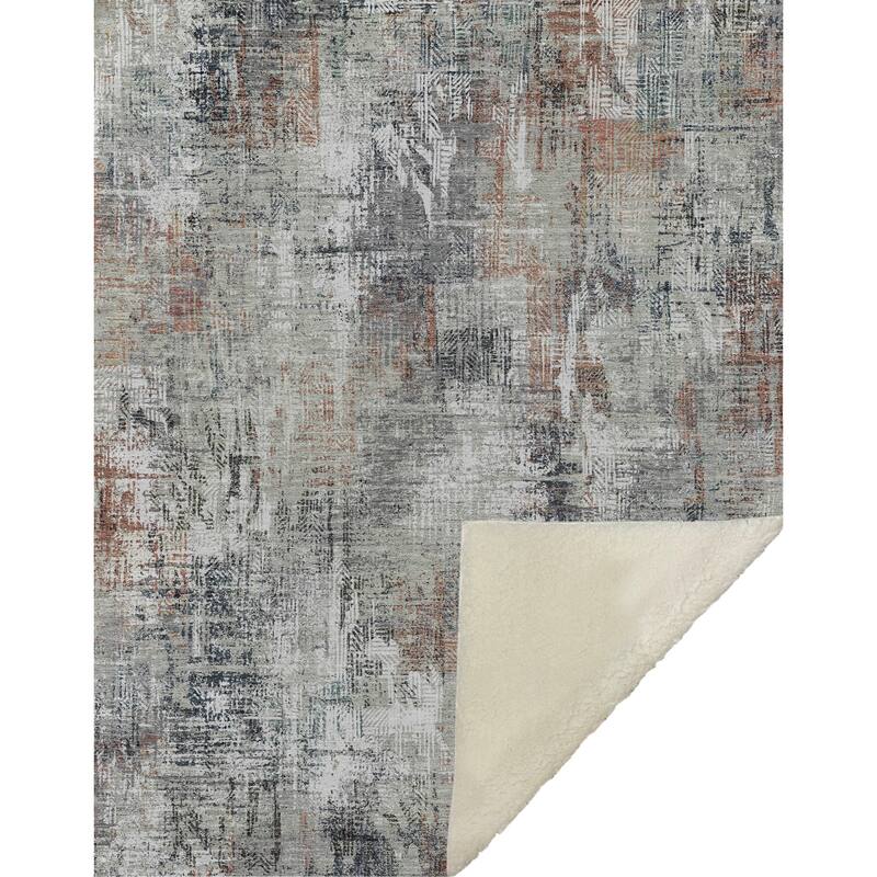 Premium Machine Washable Abstract Modern Sherpa Throw Blanket
