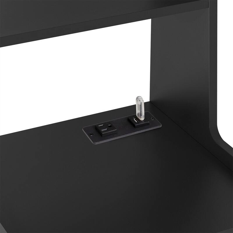 Smart Nightstand with 2 Drawers, Night Light and Charging Station, Modern Bedside Table Side Table with Bookshelf for Bedroom