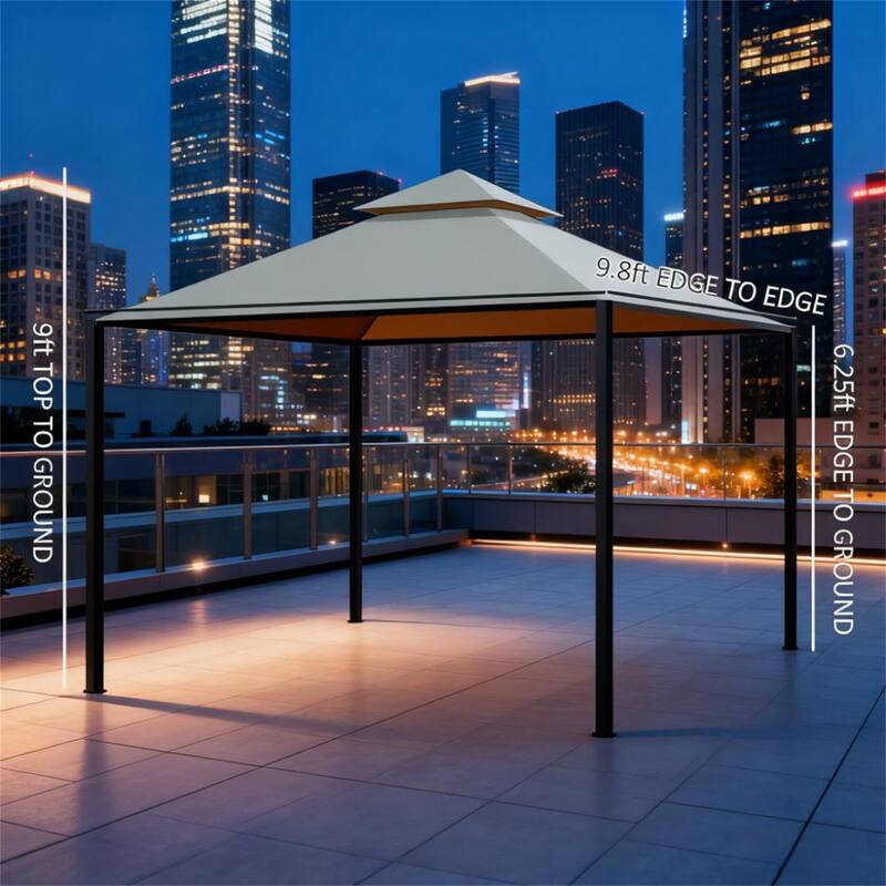 10' x 10' Steel Outdoor Patio Gazebo with Polyester Privacy Curtains