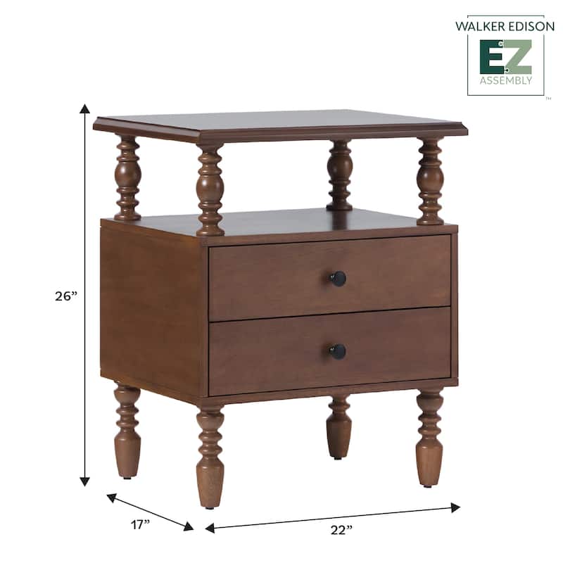 Walker Edison Easy Assembly Solid Wood 2-Drawer Nightstand