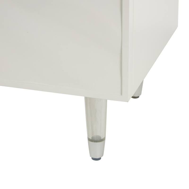Wooden 2 Door Cabinet with Silver Knobs and Legs - White - Roche River Decor